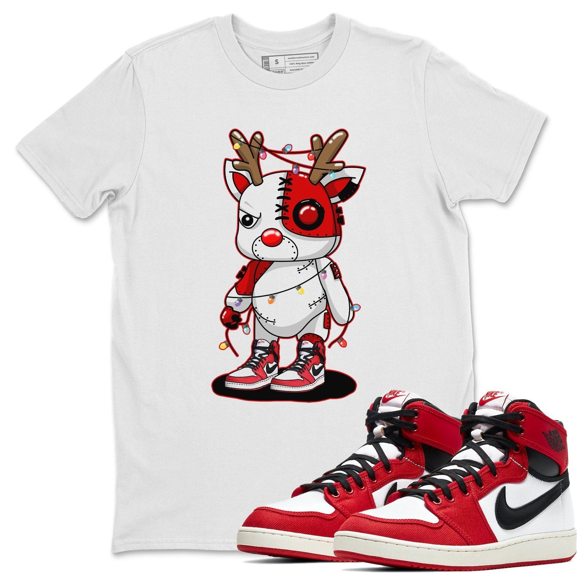 Jordan 1 AJKO Chicago Sneaker Match Tees Cyborg Reindeer Sneaker Tees Jordan 1 AJKO Chicago Sneaker Release Tees Unisex Shirts