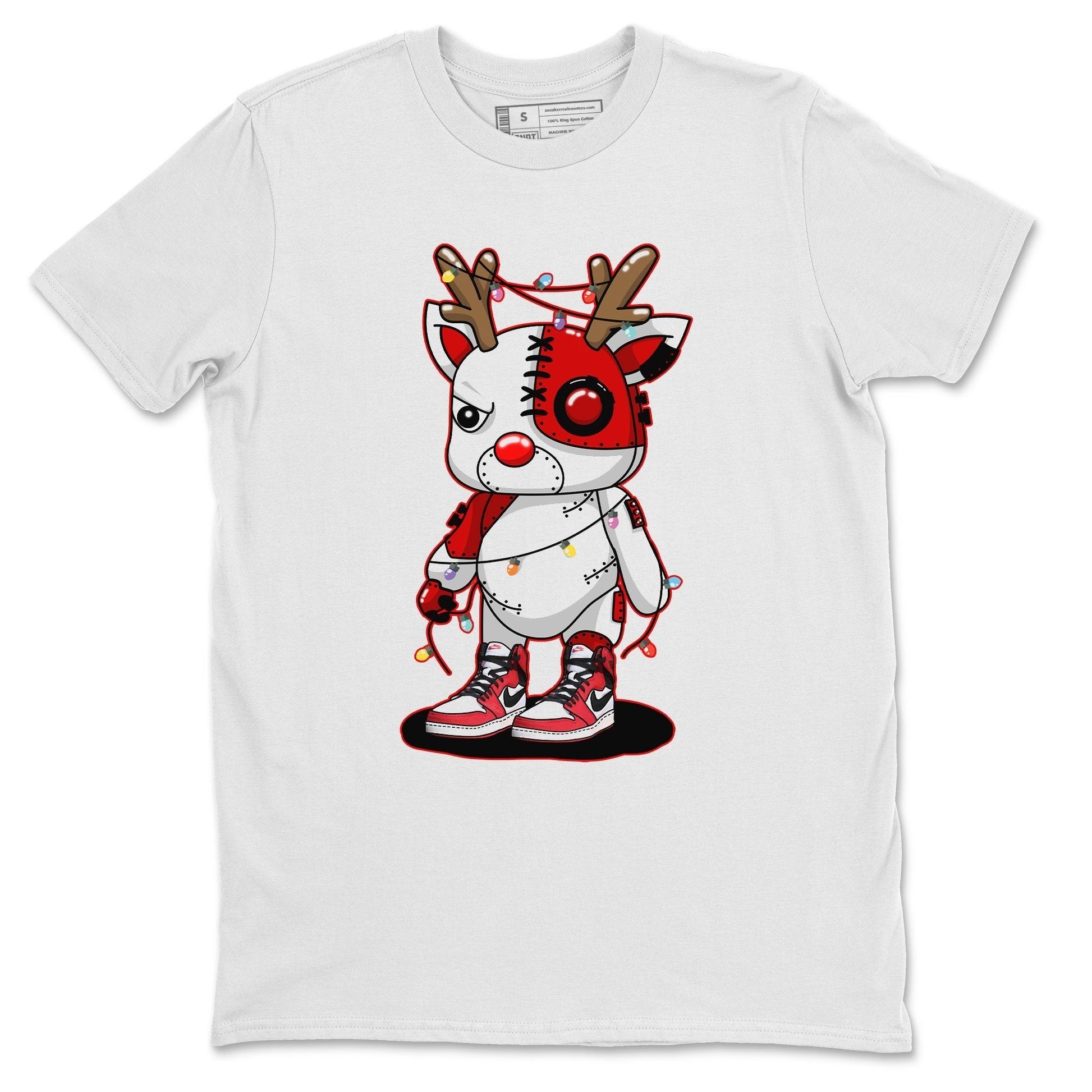 Jordan 1 AJKO Chicago Sneaker Match Tees Cyborg Reindeer Sneaker Tees Jordan 1 AJKO Chicago Sneaker Release Tees Unisex Shirts