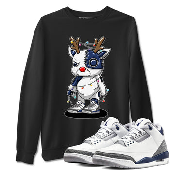 Air Jordan 3 Retro Midnight Navy shirt to match jordans Cyborg Reindeer sneaker shirt 3s Midnight Navy SNRT sneaker tees unisex crew neck cotton Black 1 crew neck shirt