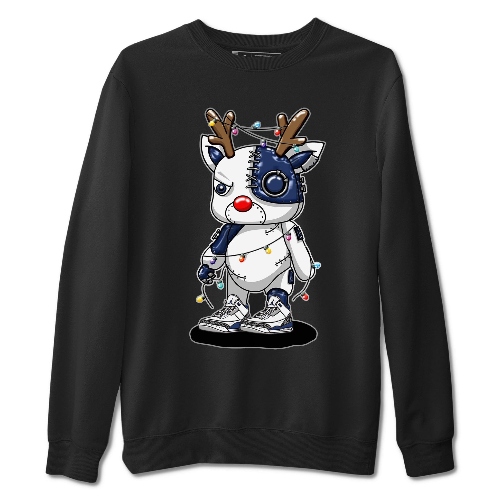 Air Jordan 3 Retro Midnight Navy shirt to match jordans Cyborg Reindeer sneaker shirt 3s Midnight Navy SNRT sneaker tees unisex crew neck cotton Black 2 crew neck shirt
