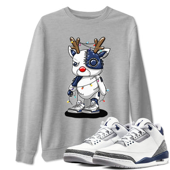 Air Jordan 3 Retro Midnight Navy shirt to match jordans Cyborg Reindeer sneaker shirt 3s Midnight Navy SNRT sneaker tees unisex crew neck cotton Heather Grey 1 crew neck shirt