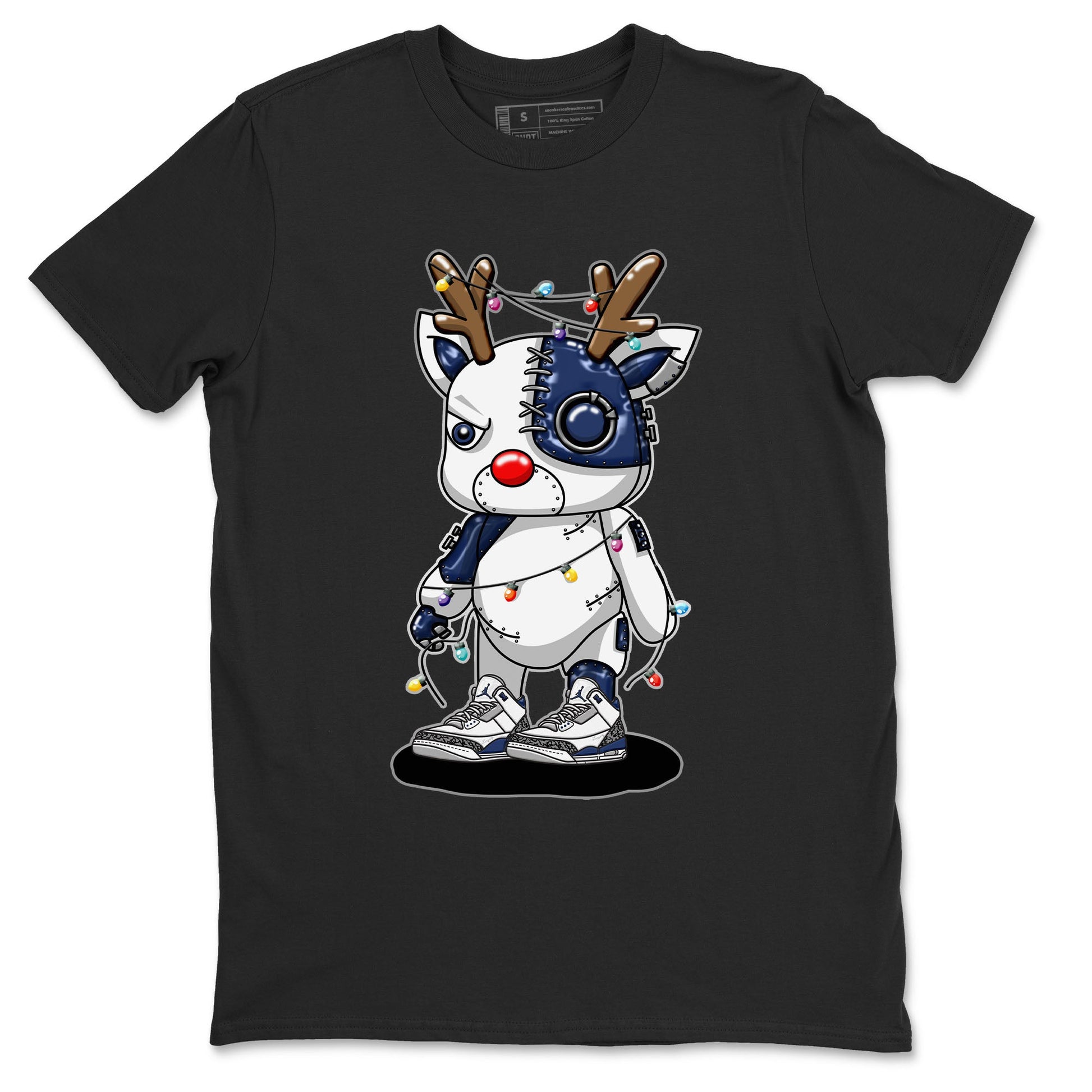 Air Jordan 3 Retro Midnight Navy shirt to match jordans Cyborg Reindeer sneaker shirt 3s Midnight Navy SNRT sneaker tees unisex crew neck cotton Black 2 crew neck shirt