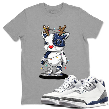 Air Jordan 3 Retro Midnight Navy shirt to match jordans Cyborg Reindeer sneaker shirt 3s Midnight Navy SNRT sneaker tees unisex crew neck cotton Heather Grey 1 crew neck shirt