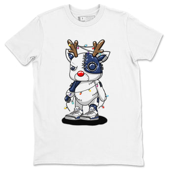Air Jordan 3 Retro Midnight Navy shirt to match jordans Cyborg Reindeer sneaker shirt 3s Midnight Navy SNRT sneaker tees unisex crew neck cotton White 2 crew neck shirt