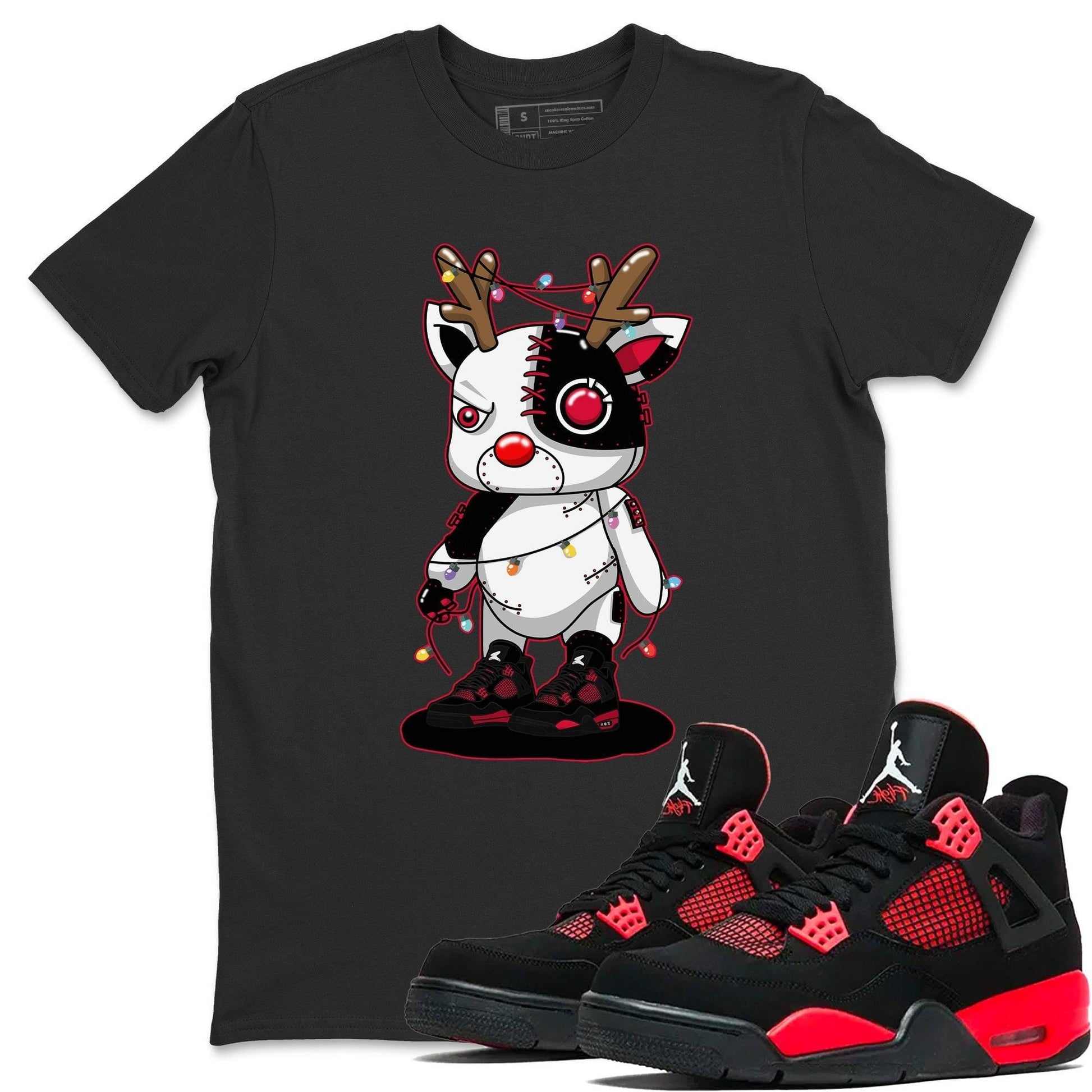 Jordan 4 Red Thunder Sneaker Match Tees Cyborg Reindeer Sneaker Tees Jordan 4 Red Thunder Sneaker Release Tees Unisex Shirts