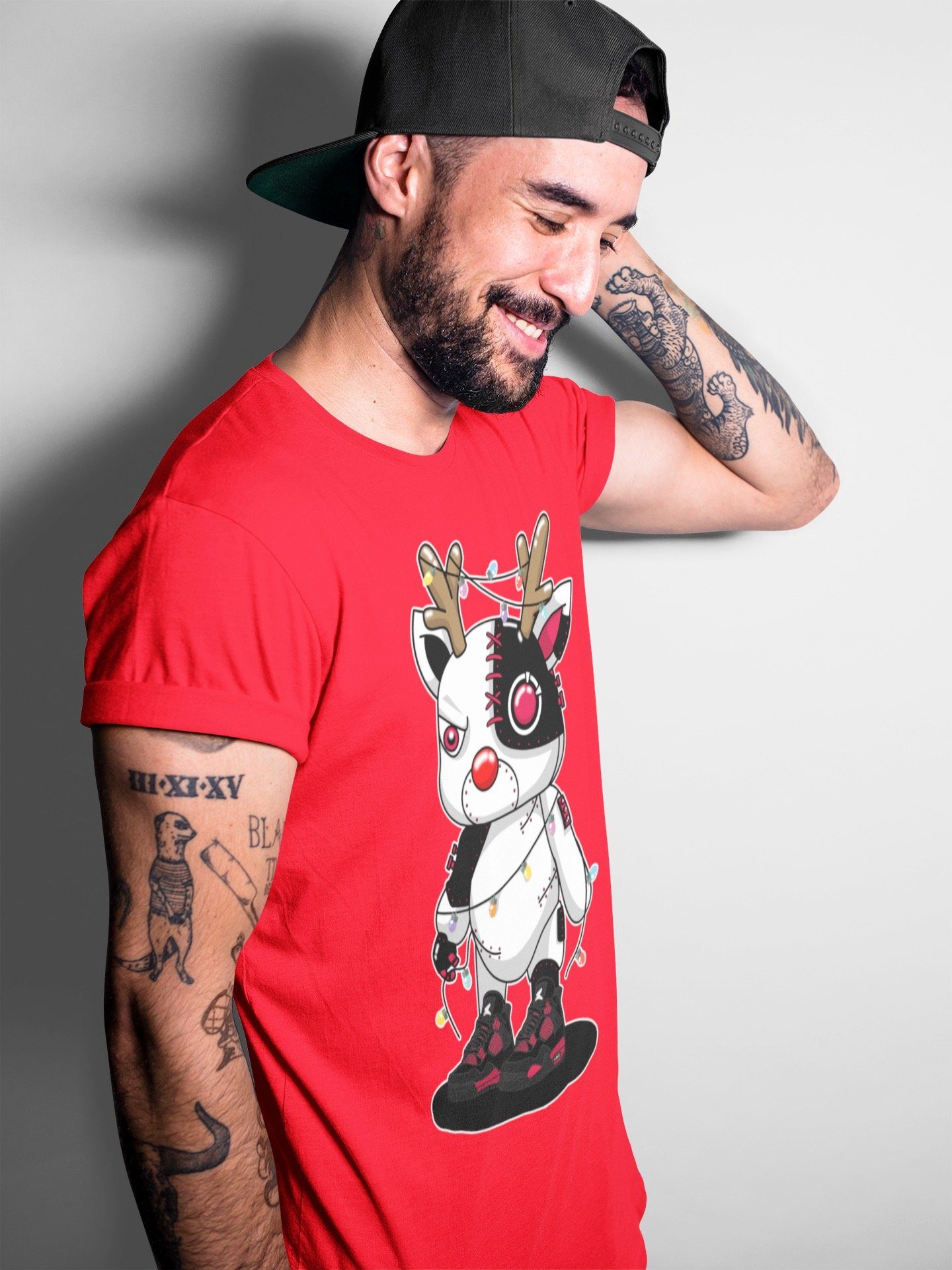 Jordan 4 Red Thunder Sneaker Match Tees Cyborg Reindeer Sneaker Tees Jordan 4 Red Thunder Sneaker Release Tees Unisex Shirts