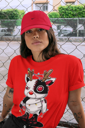 Jordan 4 Red Thunder Sneaker Match Tees Cyborg Reindeer Sneaker Tees Jordan 4 Red Thunder Sneaker Release Tees Unisex Shirts