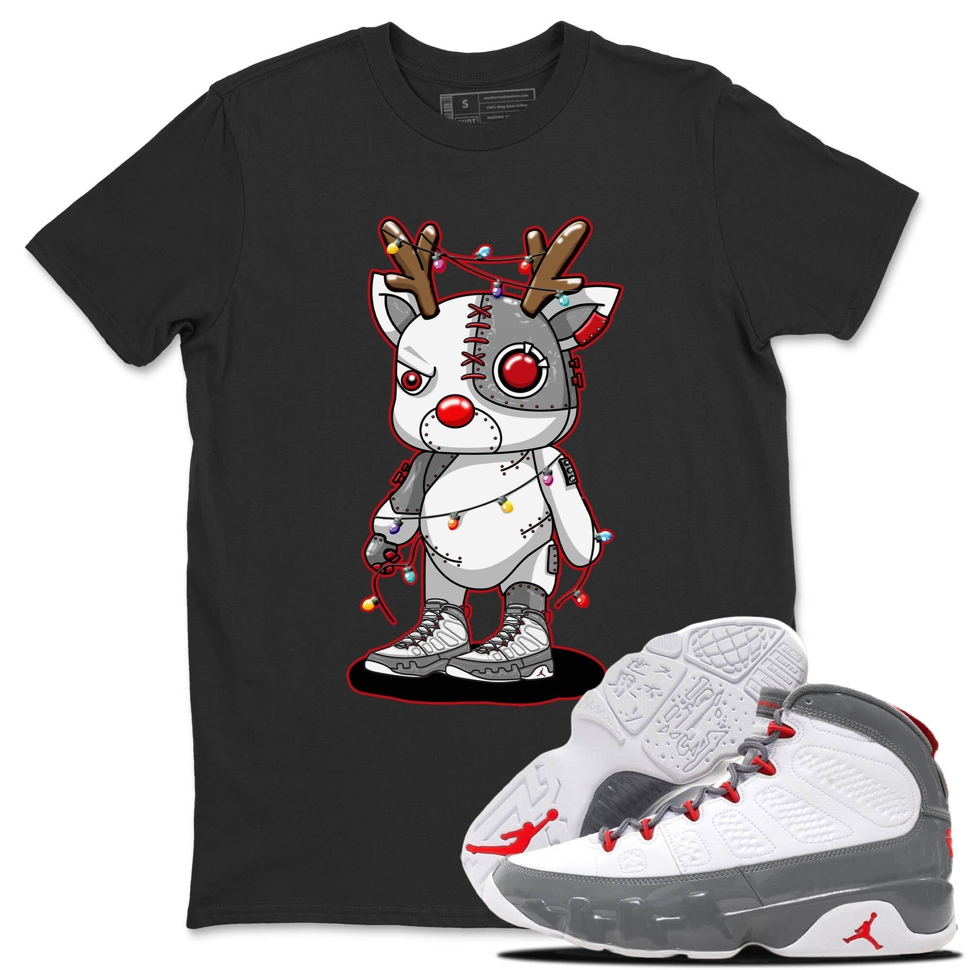 Jordan 9 Fire Red Sneaker Match Tees Cyborg Reindeer Sneaker Tees Jordan 9 Fire Red Sneaker Release Tees Unisex Shirts