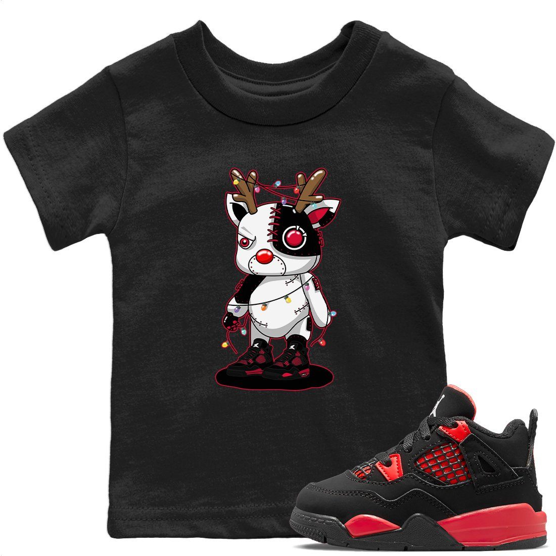 Jordan 4 Red Thunder Sneaker Match Tees Cyborg Reindeer Sneaker Tees Jordan 4 Red Thunder Sneaker Release Tees Kids Shirts