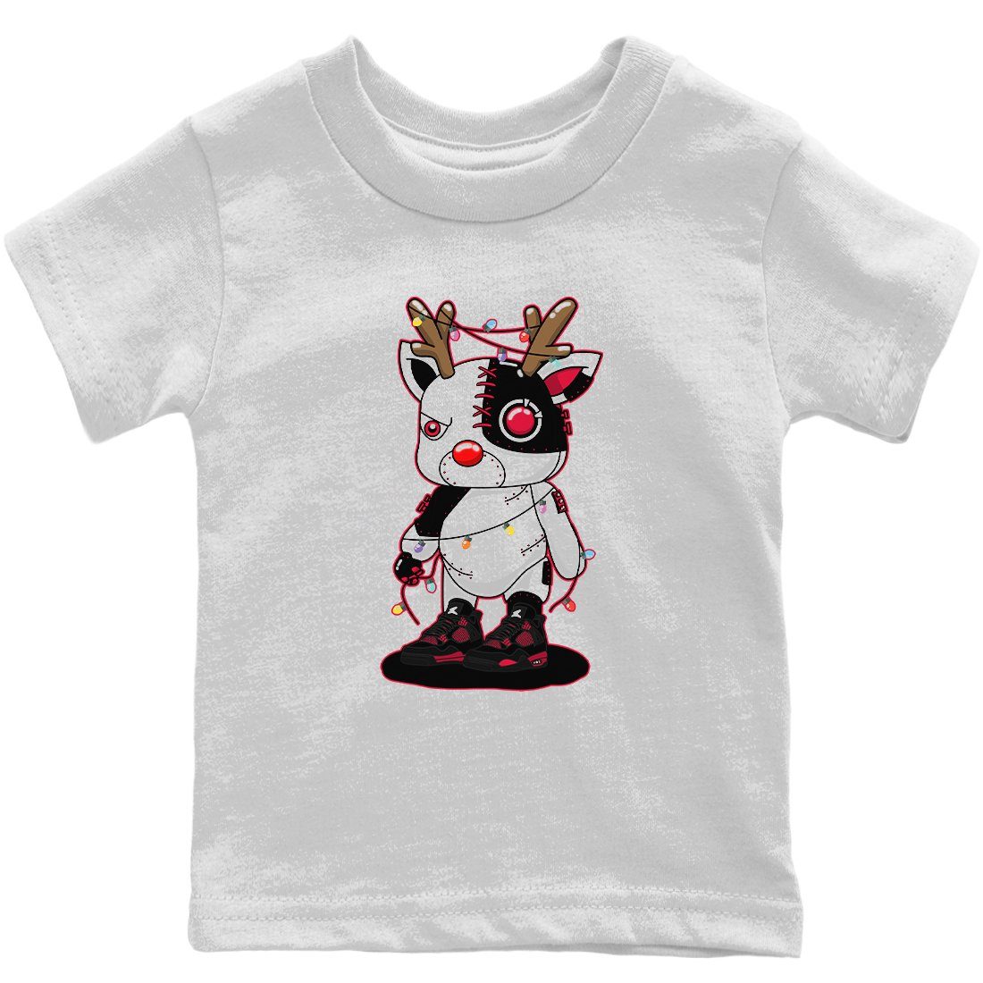 Jordan 4 Red Thunder Sneaker Match Tees Cyborg Reindeer Sneaker Tees Jordan 4 Red Thunder Sneaker Release Tees Kids Shirts