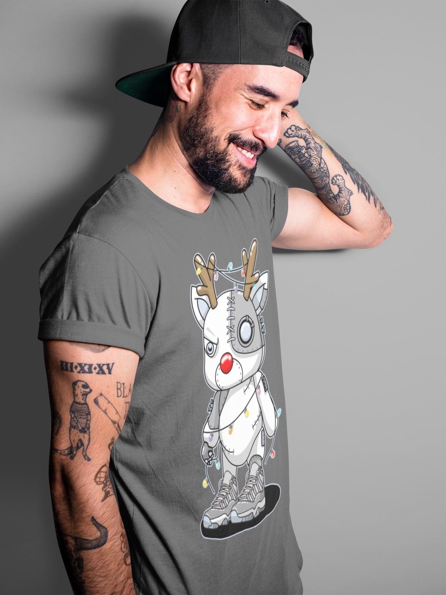 Jordan 11 Cool Grey Sneaker Match Tees Cyborg Reindeer Sneaker Tees Jordan 11 Cool Grey Sneaker Release Tees Unisex Shirts