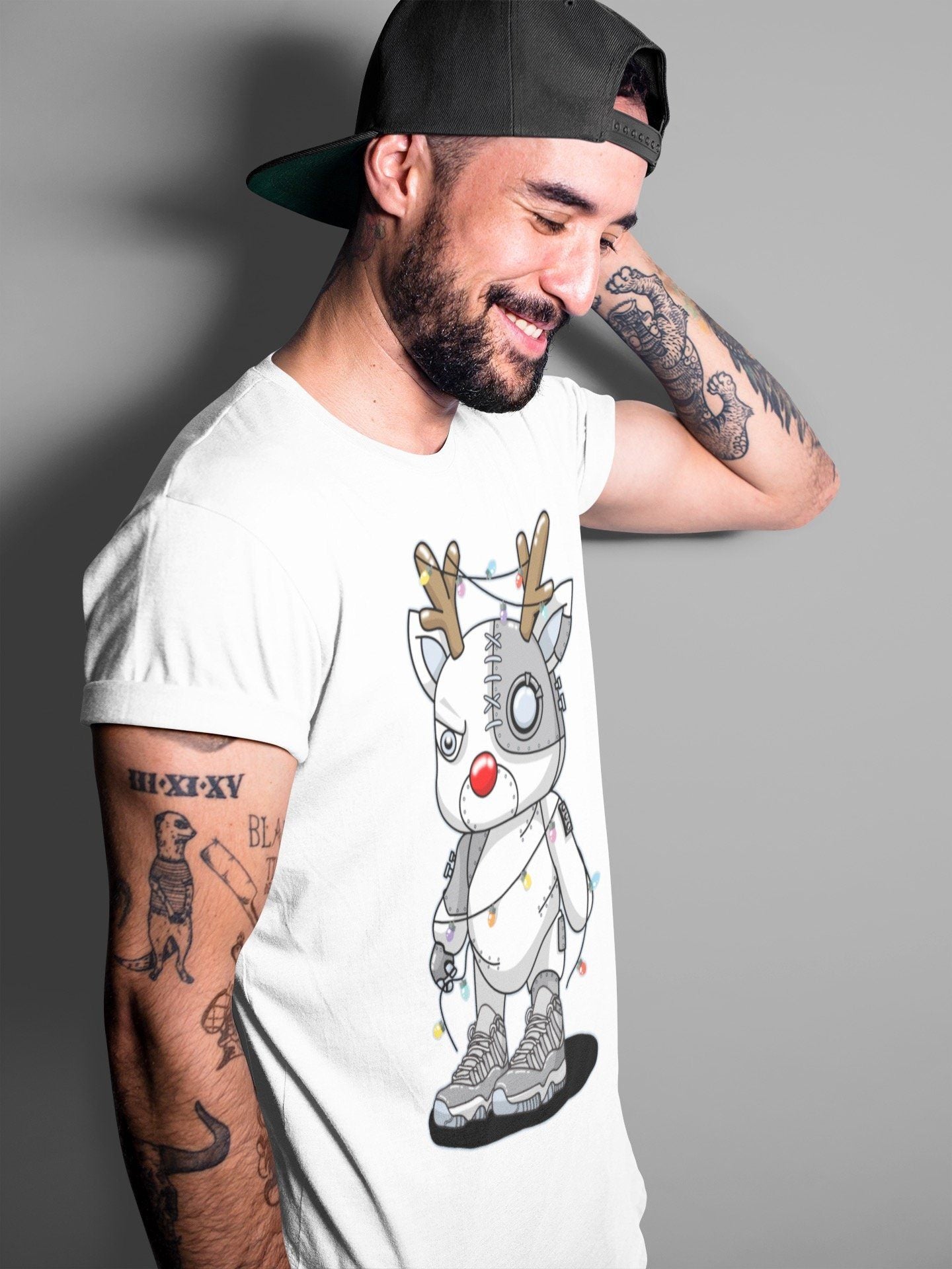 Jordan 11 Cool Grey Sneaker Match Tees Cyborg Reindeer Sneaker Tees Jordan 11 Cool Grey Sneaker Release Tees Unisex Shirts