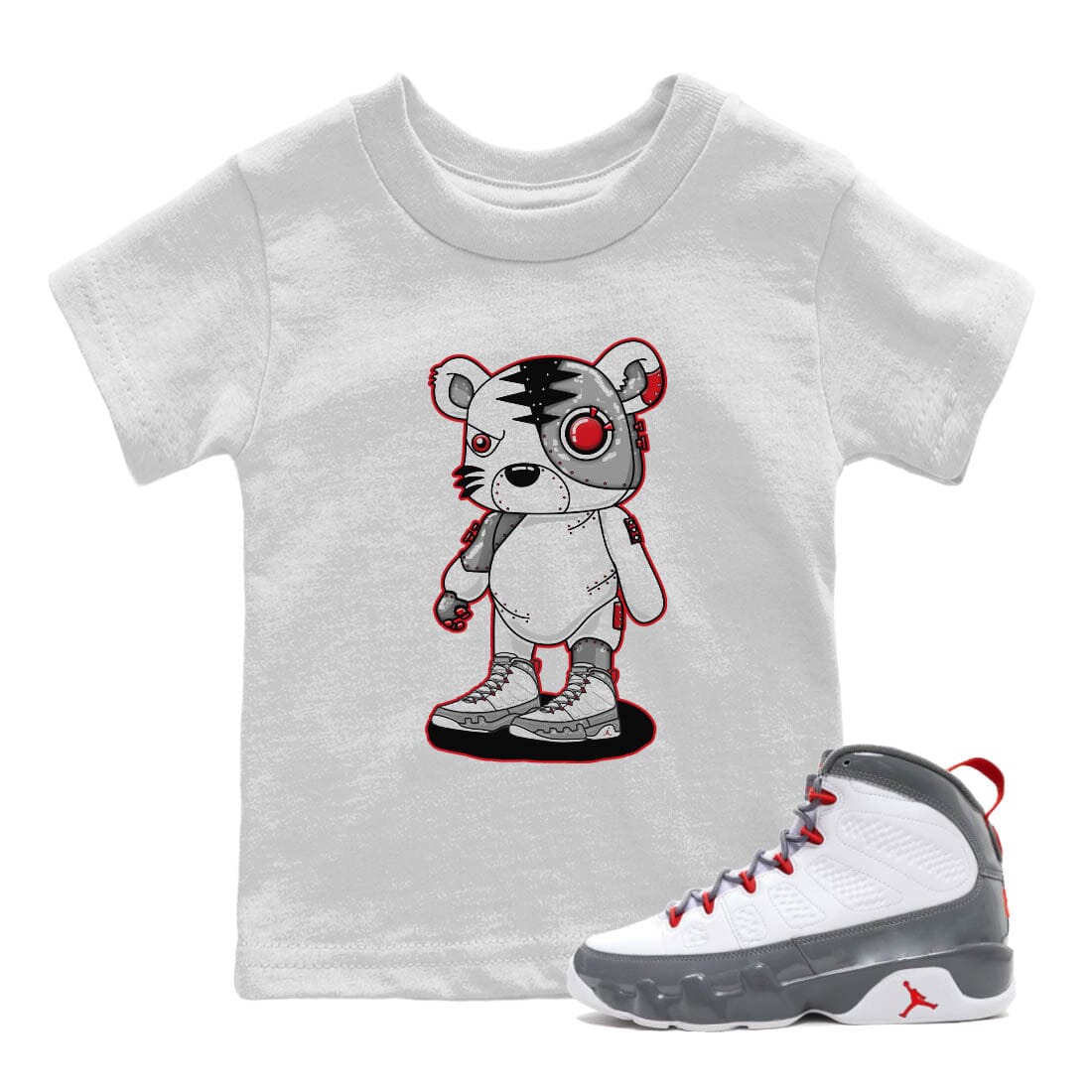 Jordan 9 Fire Red Sneaker Match Tees Cyborg Tiger Sneaker Tees Jordan 9 Fire Red Sneaker Release Tees Kids Shirts