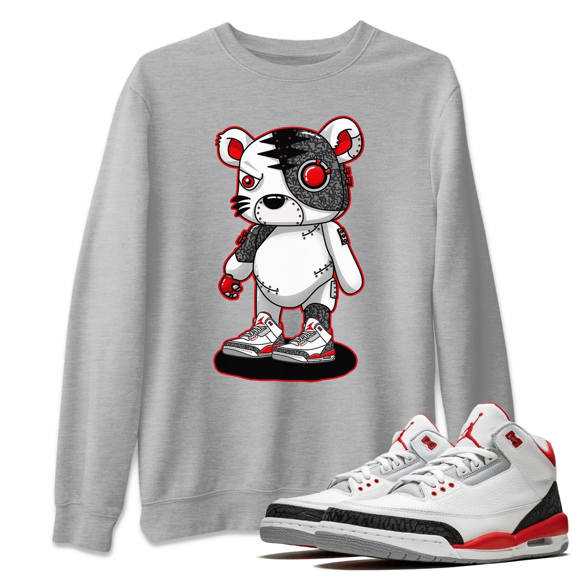Jordan 3 Fire Red Sneaker Match Tees Cyborg Tiger Sneaker Tees Jordan 3 Fire Red Sneaker Release Tees Unisex Shirts