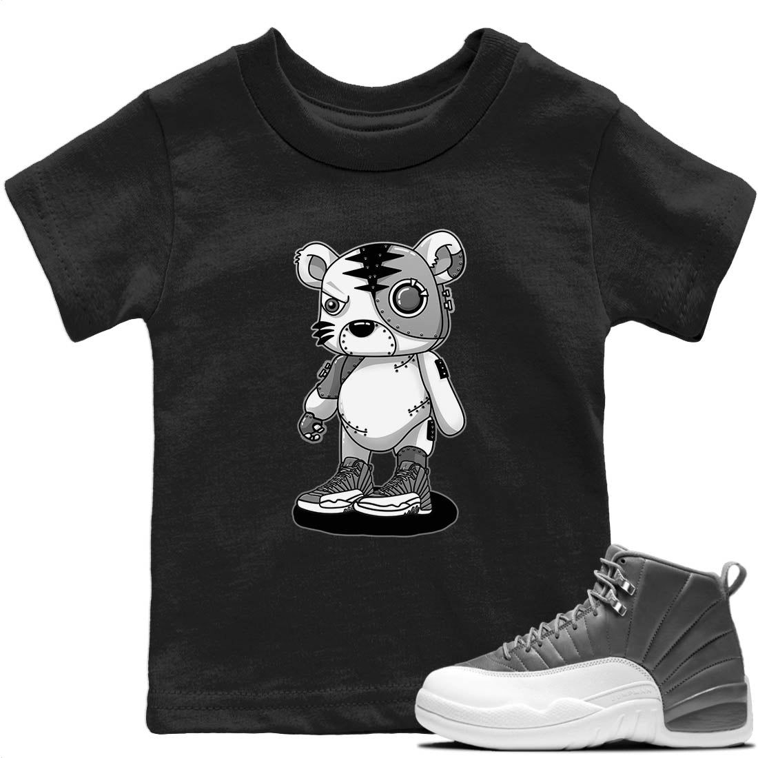 Jordan 12 Stealth Sneaker Match Tees Cyborg Tiger Sneaker Tees Jordan 12 Stealth Sneaker Release Tees Kids Shirts
