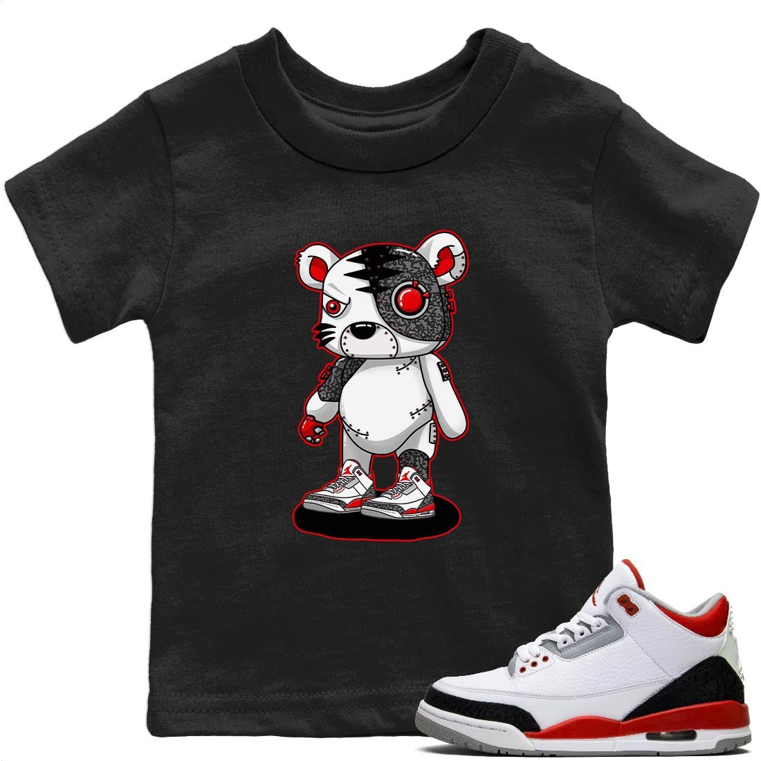 Jordan 3 Fire Red Sneaker Match Tees Cyborg Tiger Sneaker Tees Jordan 3 Fire Red Sneaker Release Tees Kids Shirts