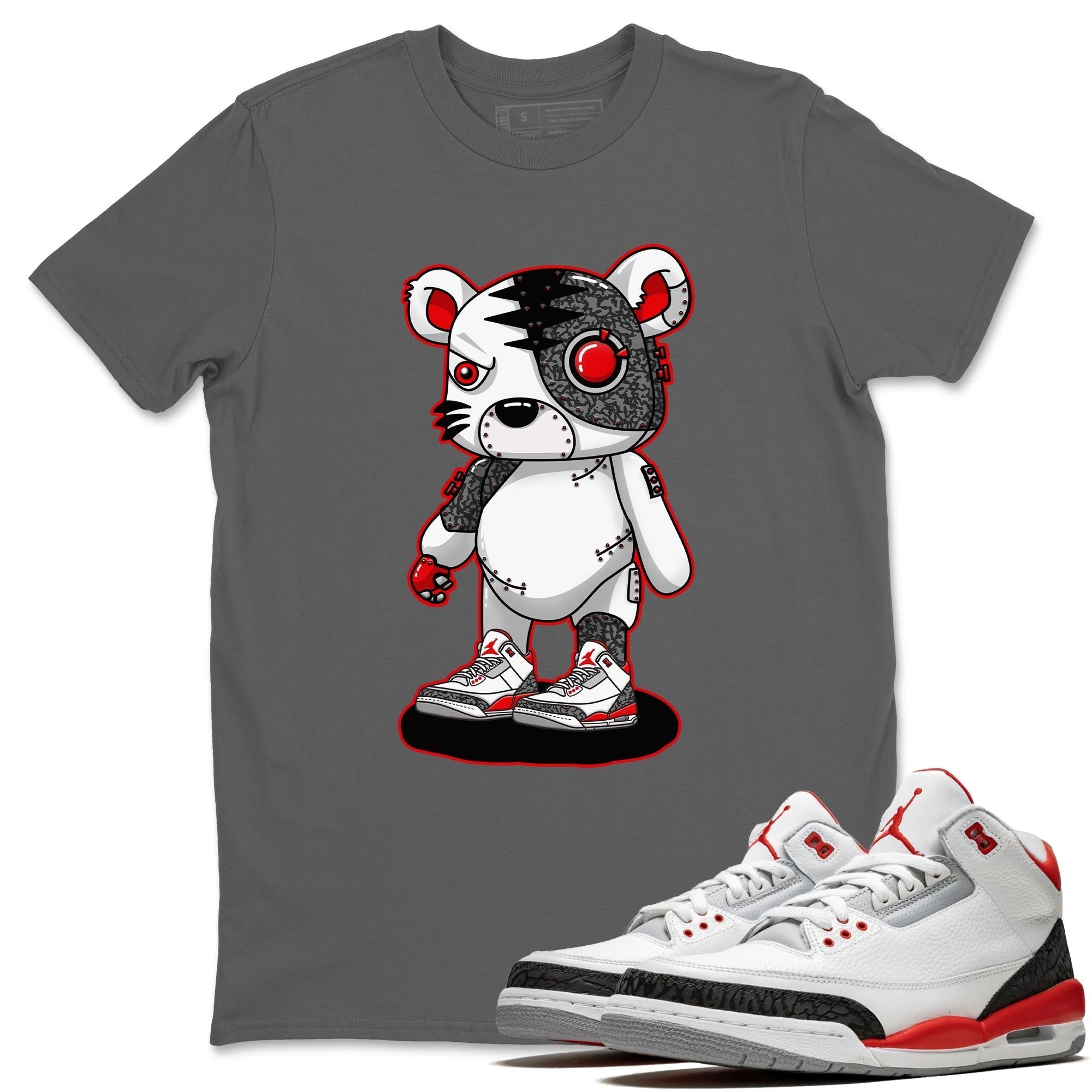 Jordan 3 Fire Red Sneaker Match Tees Cyborg Tiger Sneaker Tees Jordan 3 Fire Red Sneaker Release Tees Unisex Shirts