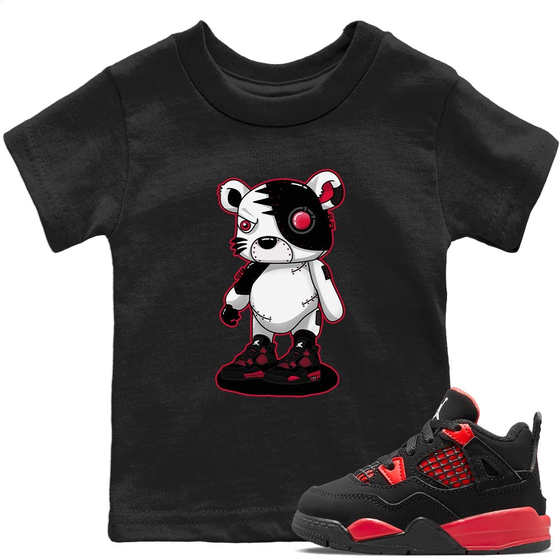 Jordan 4 Red Thunder Sneaker Match Tees Cyborg Tiger Sneaker Tees Jordan 4 Red Thunder Sneaker Release Tees Kids Shirts