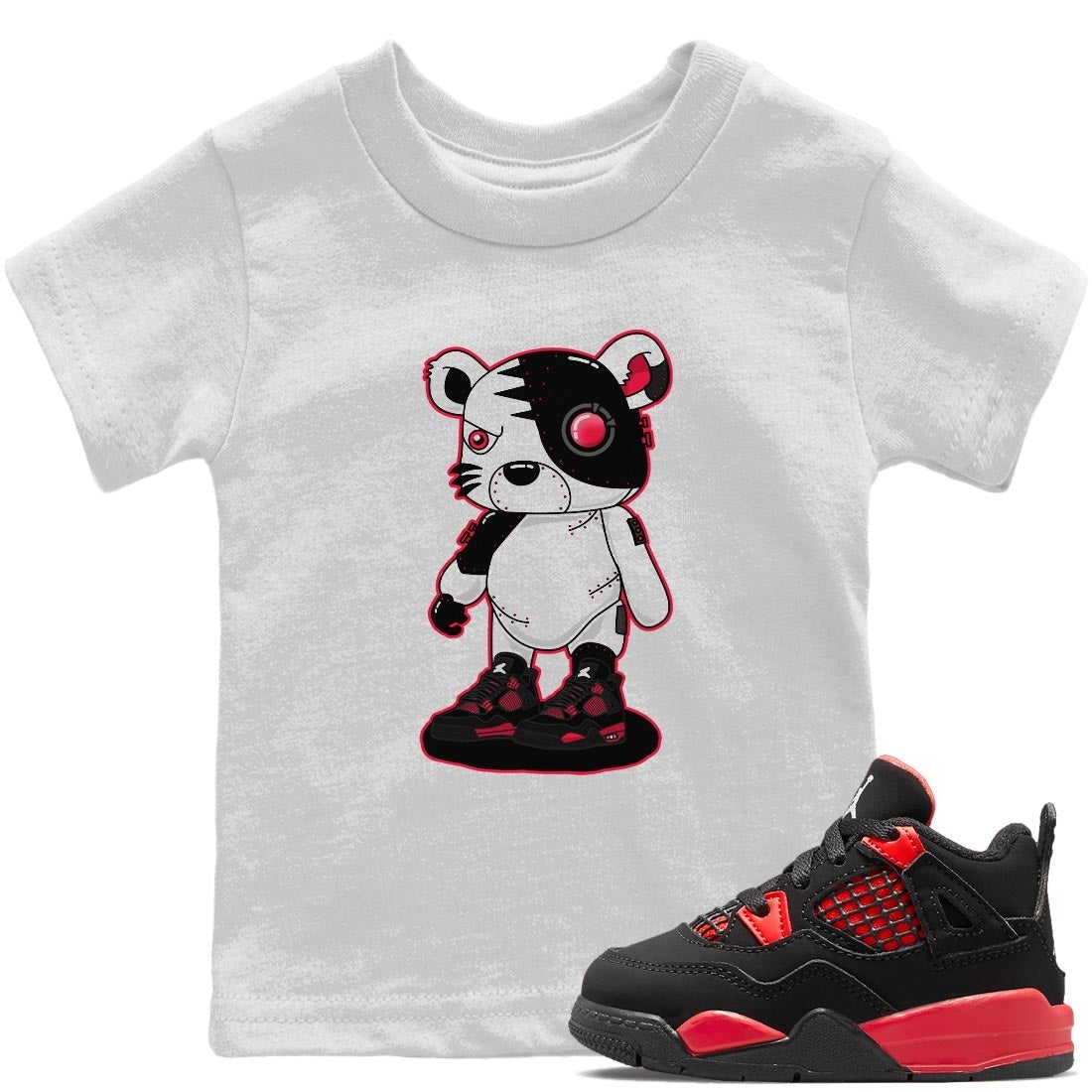 Jordan 4 Red Thunder Sneaker Match Tees Cyborg Tiger Sneaker Tees Jordan 4 Red Thunder Sneaker Release Tees Kids Shirts