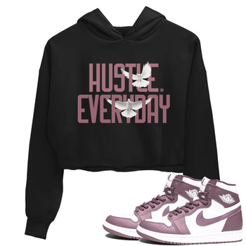 Air Jordan 1 High OG WMNS Mauve shirt to match jordans Daily Hustle sneaker tees Air Jordan 1 Mauve SNRT Sneaker Release Tees Black 1 Crop T-Shirt