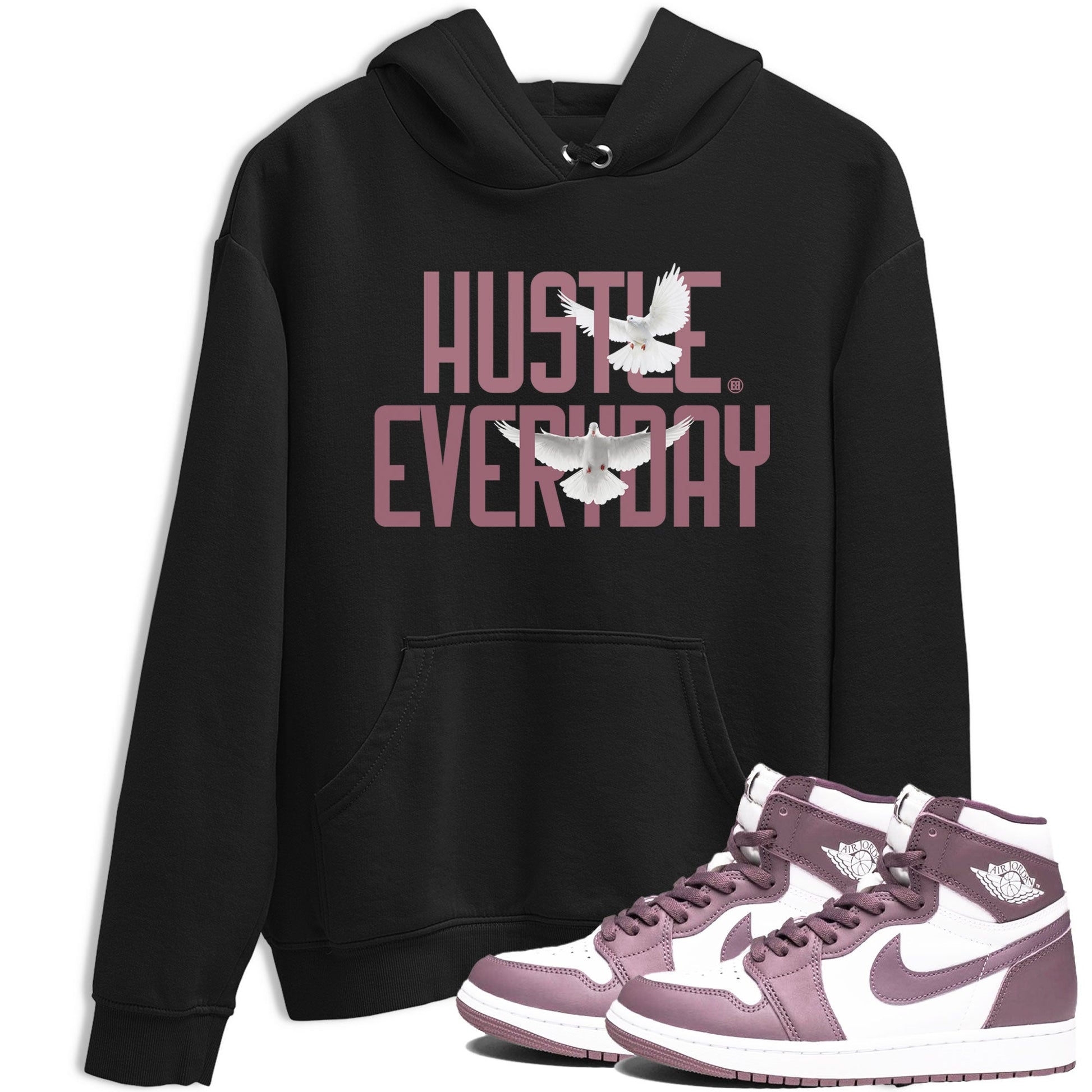 Air Jordan 1 High OG WMNS Mauve shirt to match jordans Daily Hustle sneaker tees Air Jordan 1 Mauve SNRT Sneaker Release Tees Unisex Black 1 T-Shirt