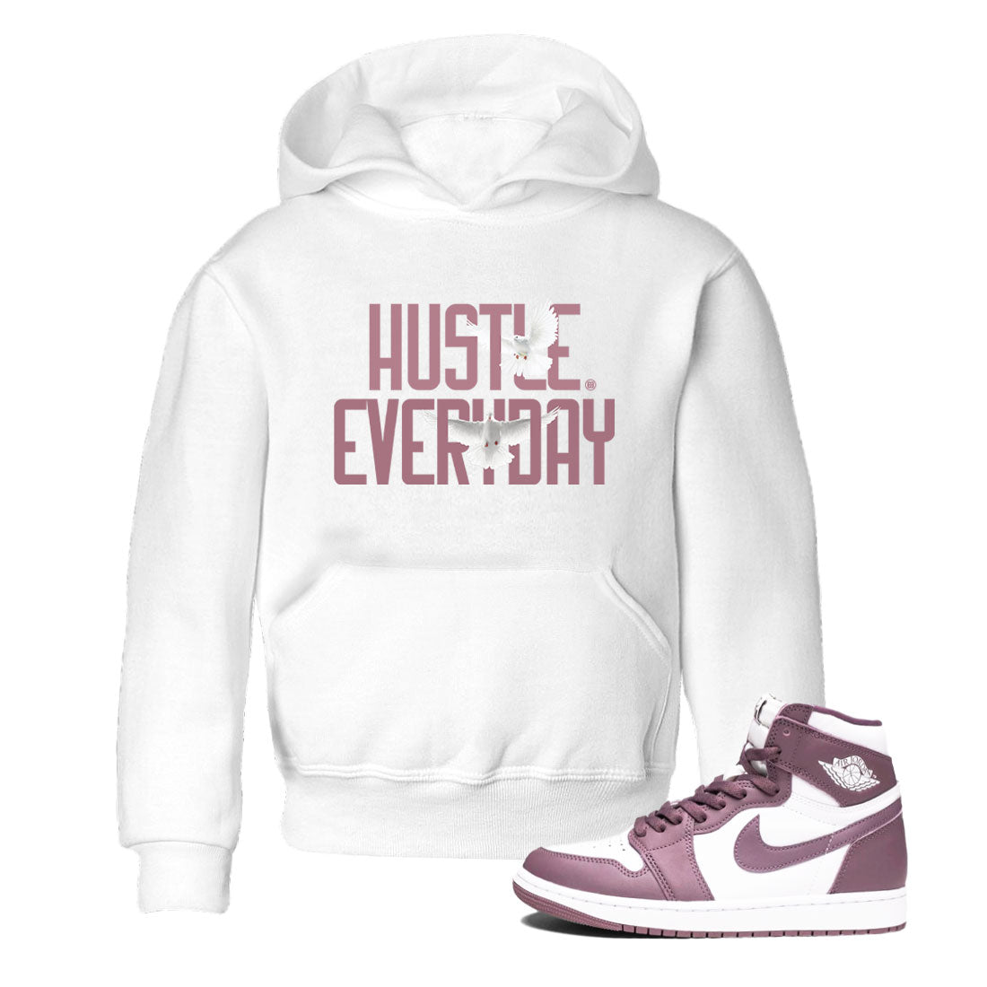 Air Jordan 1 High OG WMNS Mauve shirt to match jordans Daily Hustle sneaker tees Air Jordan 1 Mauve SNRT Sneaker Release Tees Baby Toddler White 1 T-Shirt