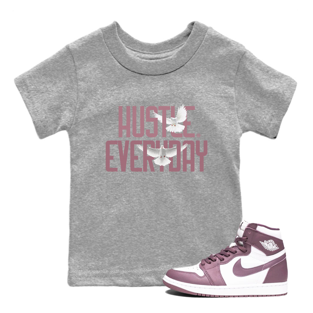 Air Jordan 1 High OG WMNS Mauve shirt to match jordans Daily Hustle sneaker tees Air Jordan 1 Mauve SNRT Sneaker Release Tees Baby Toddler Heather Grey 1 T-Shirt