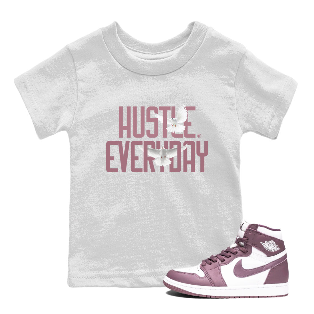 Air Jordan 1 High OG WMNS Mauve shirt to match jordans Daily Hustle sneaker tees Air Jordan 1 Mauve SNRT Sneaker Release Tees Baby Toddler White 1 T-Shirt