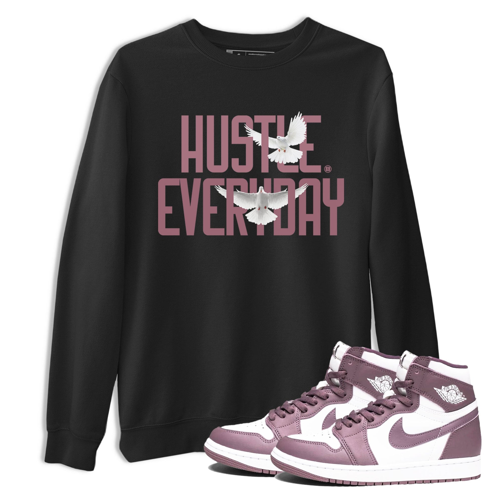 Air Jordan 1 High OG WMNS Mauve shirt to match jordans Daily Hustle sneaker tees Air Jordan 1 Mauve SNRT Sneaker Release Tees Unisex Black 1 T-Shirt