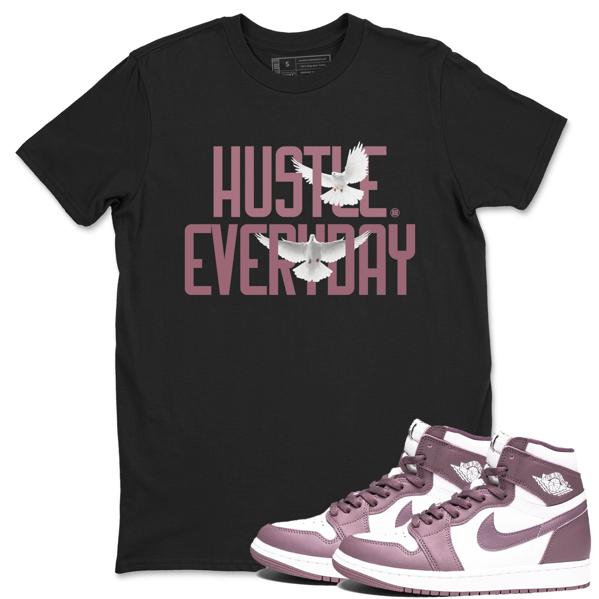 Air Jordan 1 High OG WMNS Mauve shirt to match jordans Daily Hustle sneaker tees Air Jordan 1 Mauve SNRT Sneaker Release Tees Unisex Black 1 T-Shirt