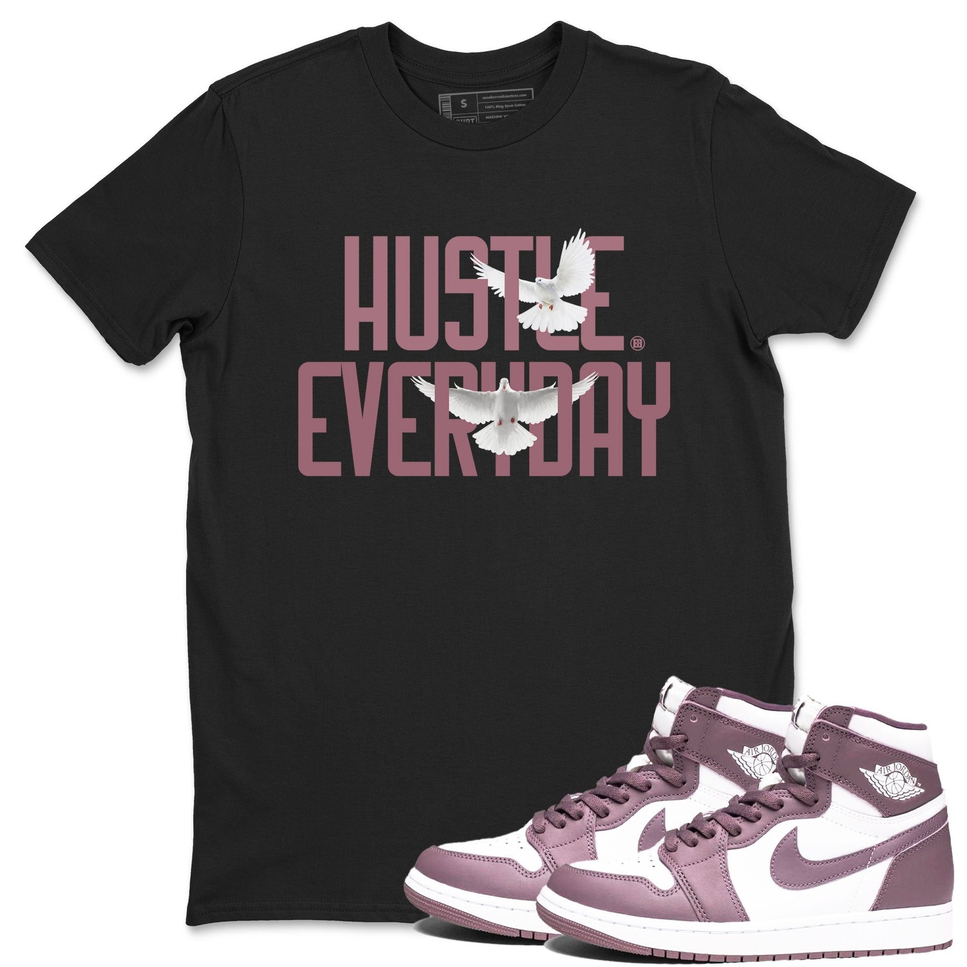 Air Jordan 1 High OG WMNS Mauve shirt to match jordans Daily Hustle sneaker tees Air Jordan 1 Mauve SNRT Sneaker Release Tees Unisex Black 1 T-Shirt