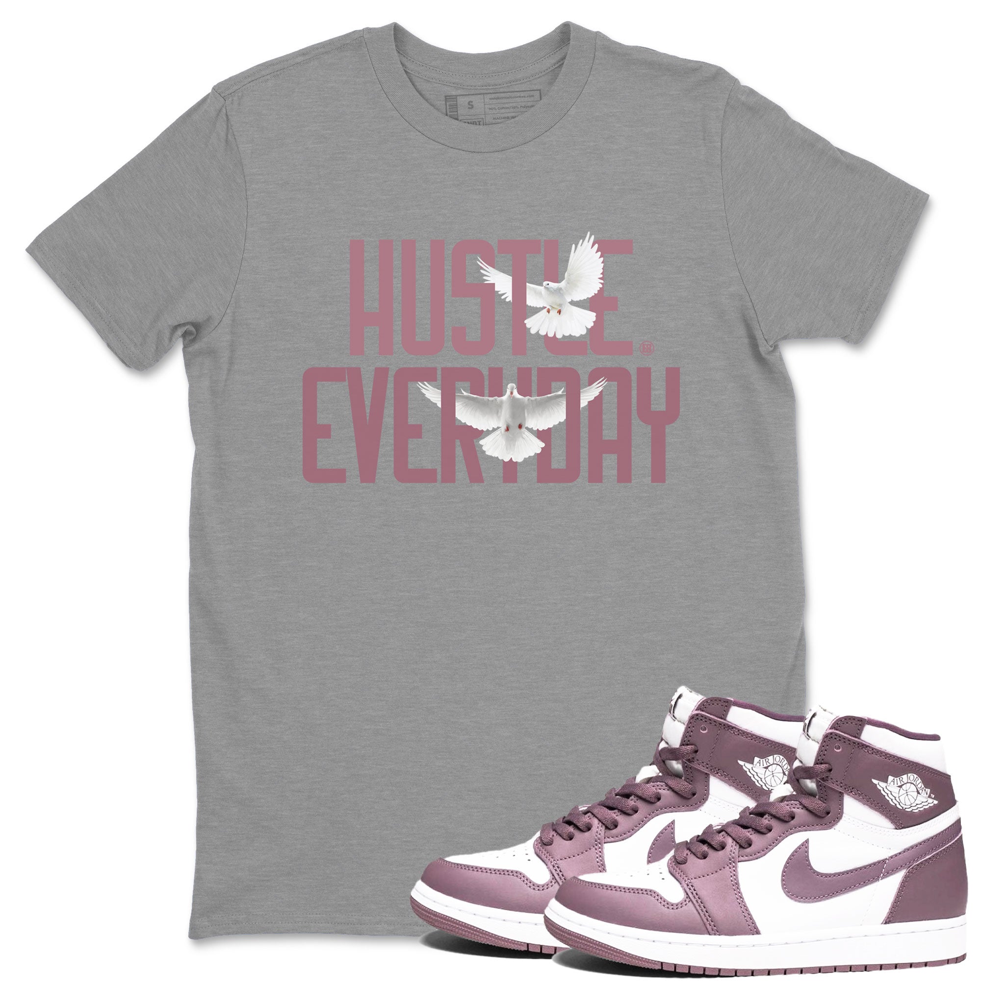 Air Jordan 1 High OG WMNS Mauve shirt to match jordans Daily Hustle sneaker tees Air Jordan 1 Mauve SNRT Sneaker Release Tees Unisex Heather Grey 1 T-Shirt
