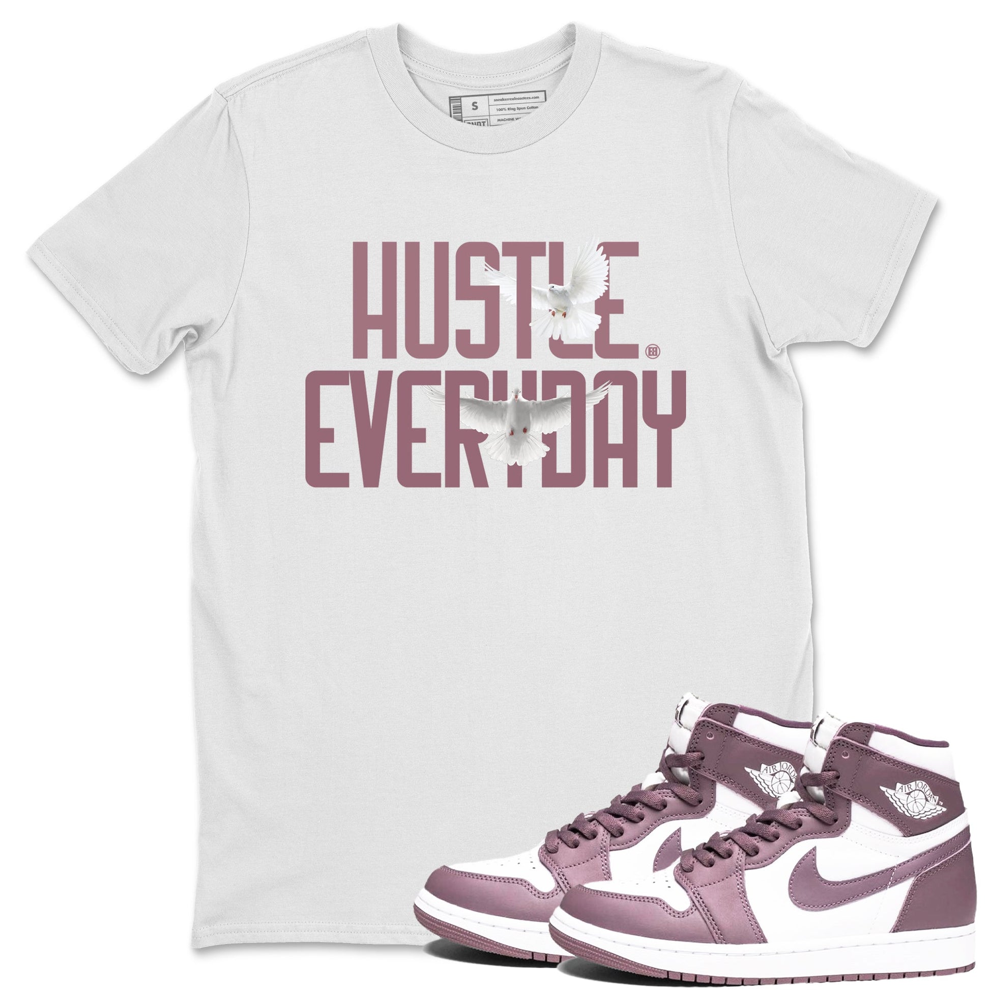 Air Jordan 1 High OG WMNS Mauve shirt to match jordans Daily Hustle sneaker tees Air Jordan 1 Mauve SNRT Sneaker Release Tees Unisex White 1 T-Shirt