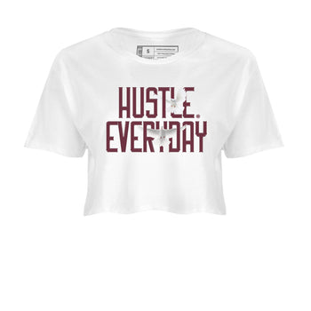 AJ1 Metallic Burgundy shirt to match jordans Daily Hustle sneaker tees streetwear brand Air Jordan 1 Metallic Burgundy SNRT Sneaker Release Tees White 2 crop length shirt
