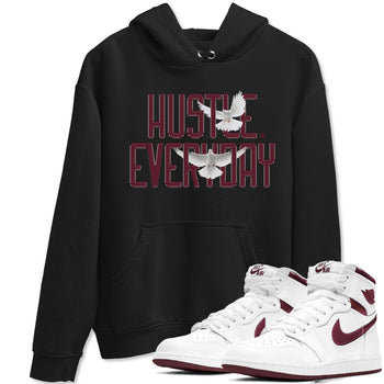 AJ1 Metallic Burgundy shirt to match jordans Daily Hustle sneaker tees streetwear brand Air Jordan 1 Metallic Burgundy SNRT Sneaker Release Tees unisex cotton Black 1 crew neck shirt