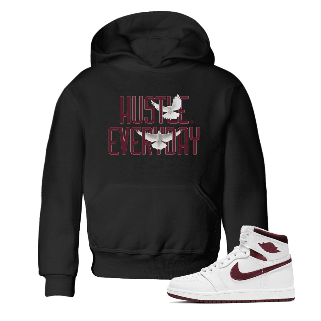AJ1 Metallic Burgundy shirt to match jordans Daily Hustle sneaker tees streetwear brand Air Jordan 1 Metallic Burgundy SNRT sneaker release tees baby toddler Black 1 cotton Shirt