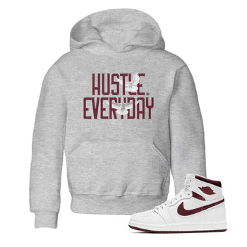 AJ1 Metallic Burgundy shirt to match jordans Daily Hustle sneaker tees streetwear brand Air Jordan 1 Metallic Burgundy SNRT sneaker release tees baby toddler Heather Grey 1 cotton Shirt