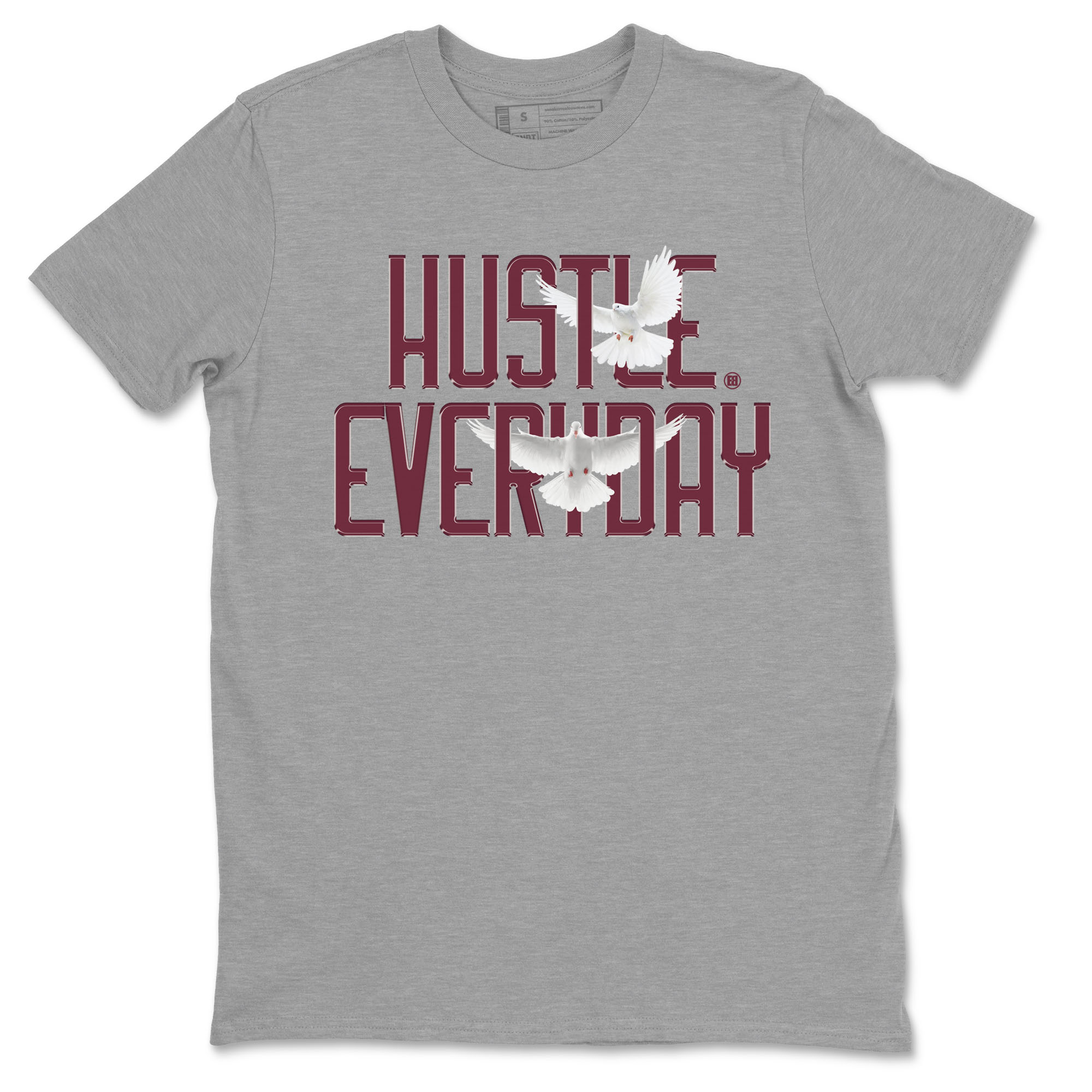 AJ1 Metallic Burgundy shirt to match jordans Daily Hustle sneaker tees streetwear brand Air Jordan 1 Metallic Burgundy SNRT Sneaker Release Tees unisex cotton Heather Grey 2 crew neck shirt