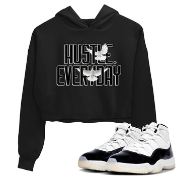 AJ11 Gratitude sneaker shirt to match jordans Daily Hustle sneaker tees Air Jordan 11 Gratitude SNRT Sneaker Release Tees Black 1 Crop T-Shirt