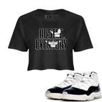 AJ11 Gratitude sneaker shirt to match jordans Daily Hustle sneaker tees Air Jordan 11 Gratitude SNRT Sneaker Release Tees Black 1 Crop T-Shirt