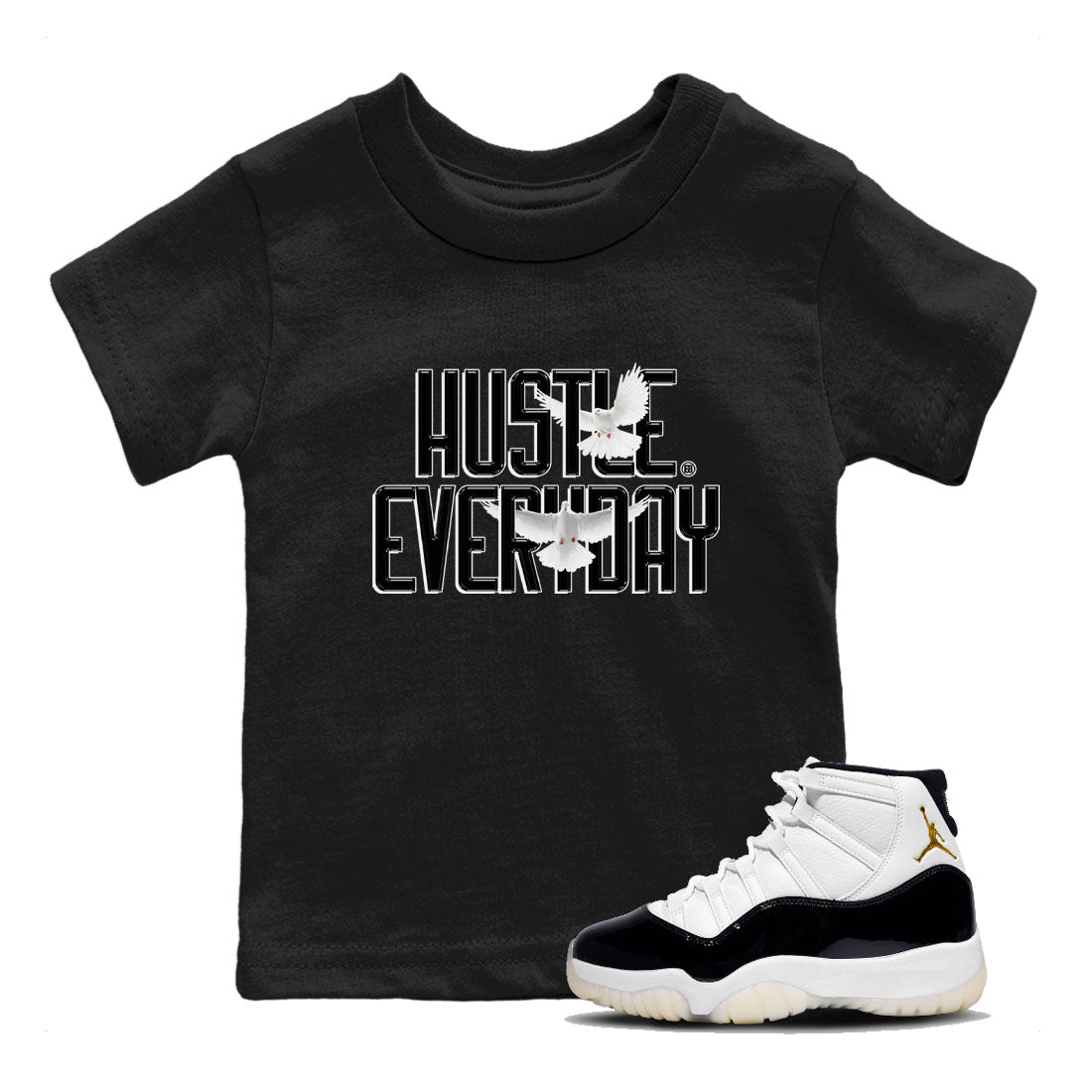 AJ11 Gratitude sneaker shirt to match jordans Daily Hustle sneaker tees Air Jordan 11 Gratitude SNRT Sneaker Release Tees Baby Toddler Black 1 T-Shirt