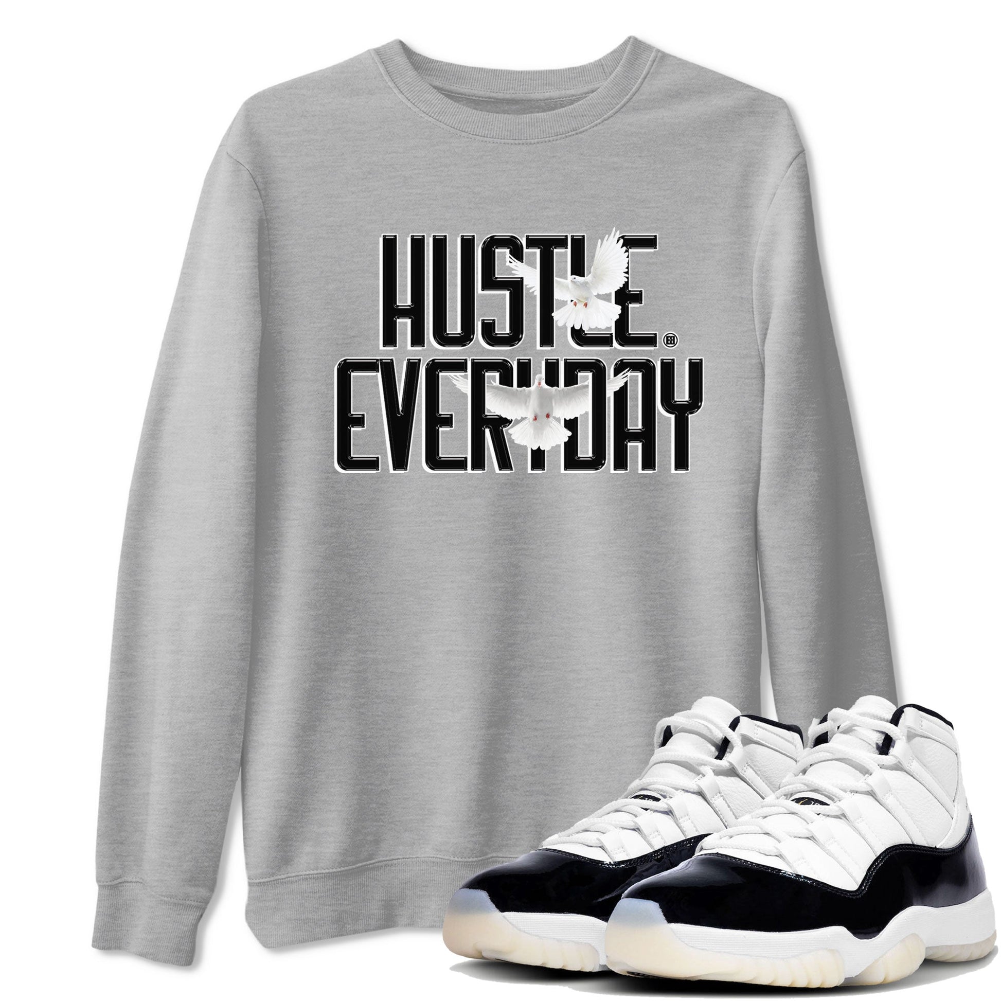 AJ11 Gratitude sneaker shirt to match jordans Daily Hustle sneaker tees Air Jordan 11 Gratitude SNRT Sneaker Tees Crew Neck Unisex Cotton Sneaker T-Shirt Heather Grey 1 T-Shirt