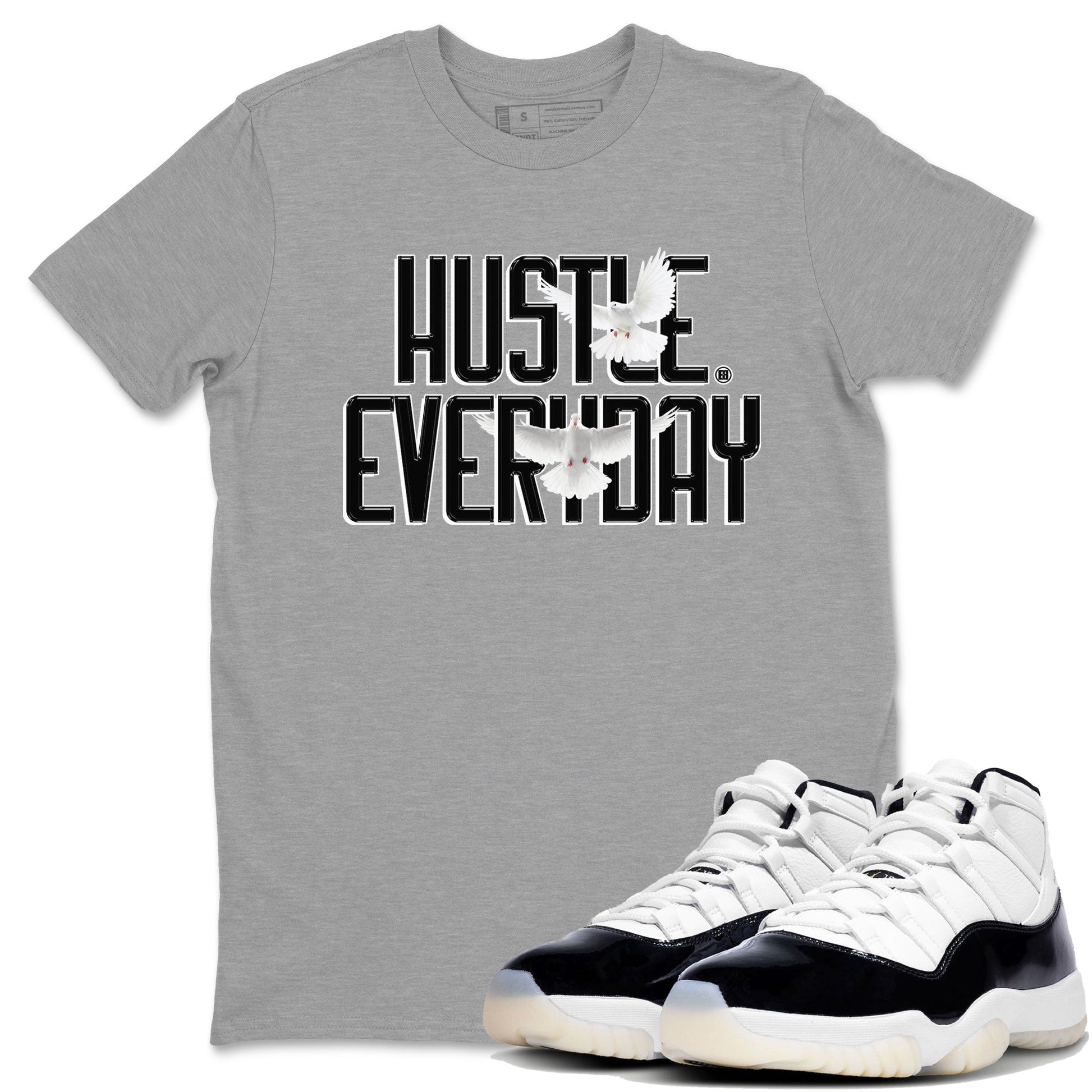 AJ11 Gratitude sneaker shirt to match jordans Daily Hustle sneaker tees Air Jordan 11 Gratitude SNRT Sneaker Tees Crew Neck Unisex Cotton Sneaker T-Shirt Heather Grey 1 T-Shirt