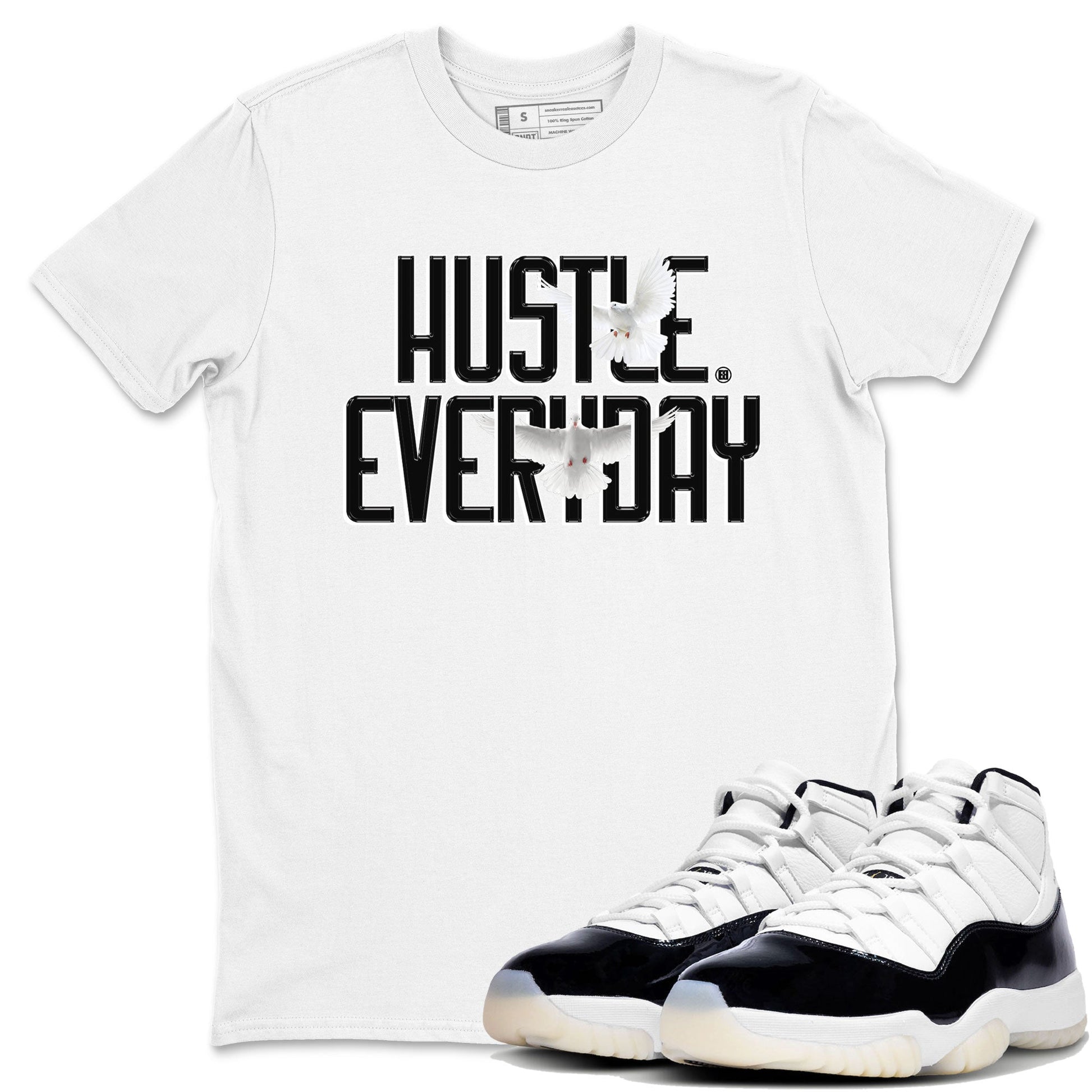AJ11 Gratitude sneaker shirt to match jordans Daily Hustle sneaker tees Air Jordan 11 Gratitude SNRT Sneaker Tees Crew Neck Unisex Cotton Sneaker T-Shirt White 1 T-Shirt