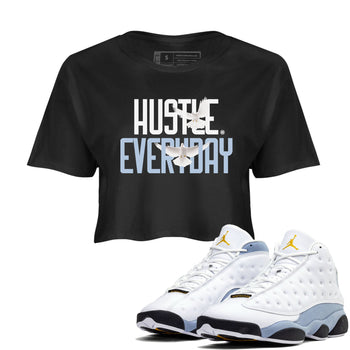 13s Blue Grey shirt to match jordans Daily Hustle sneaker tees Air Jordan 13 Blue Grey SNRT Sneaker Release Tees Black 1 crop length shirt