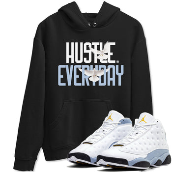 13s Blue Grey shirt to match jordans Daily Hustle sneaker tees Air Jordan 13 Blue Grey SNRT Sneaker Release Tees unisex cotton Black 1 crew neck shirt
