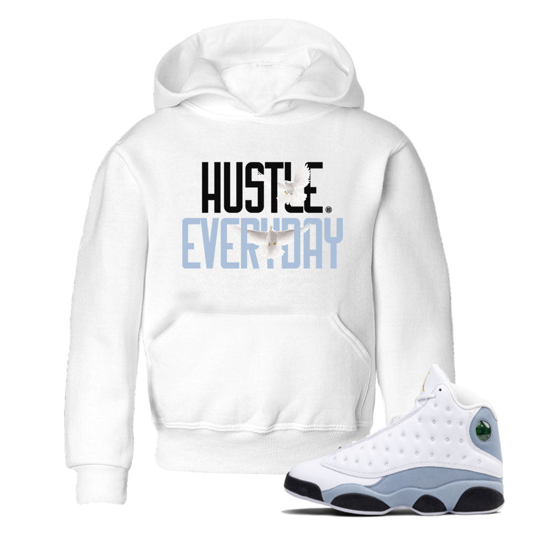 13s Blue Grey shirt to match jordans Daily Hustle sneaker tees Air Jordan 13 Blue Grey SNRT sneaker release tees baby toddler White 1 cotton Shirt