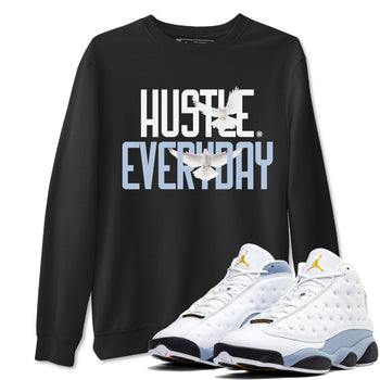 13s Blue Grey shirt to match jordans Daily Hustle sneaker tees Air Jordan 13 Blue Grey SNRT Sneaker Release Tees unisex cotton Black 1 crew neck shirt
