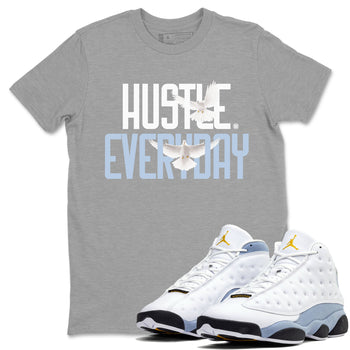 13s Blue Grey shirt to match jordans Daily Hustle sneaker tees Air Jordan 13 Blue Grey SNRT Sneaker Release Tees unisex cotton Heather Grey 1 crew neck shirt
