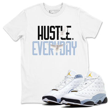 13s Blue Grey shirt to match jordans Daily Hustle sneaker tees Air Jordan 13 Blue Grey SNRT Sneaker Release Tees unisex cotton White 1 crew neck shirt